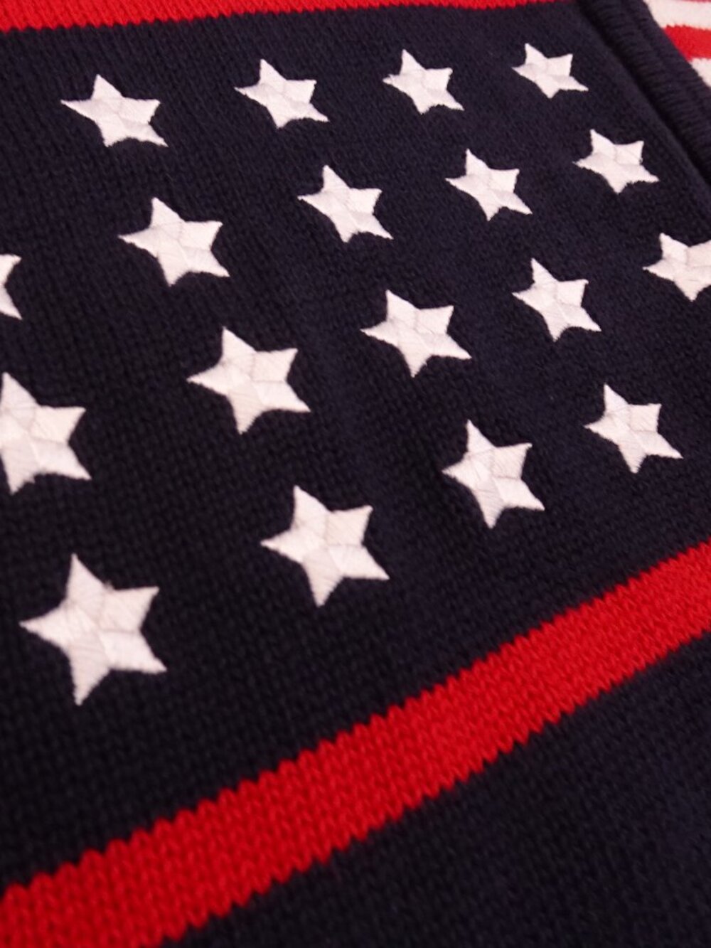 Karen Scott 4th July Zip Cardigan XL Blue USA Flag Made in Australia Patriotic - Picture 5 of 9